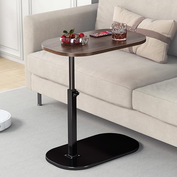 Height Adjustable C-Shaped Sofa Side Table