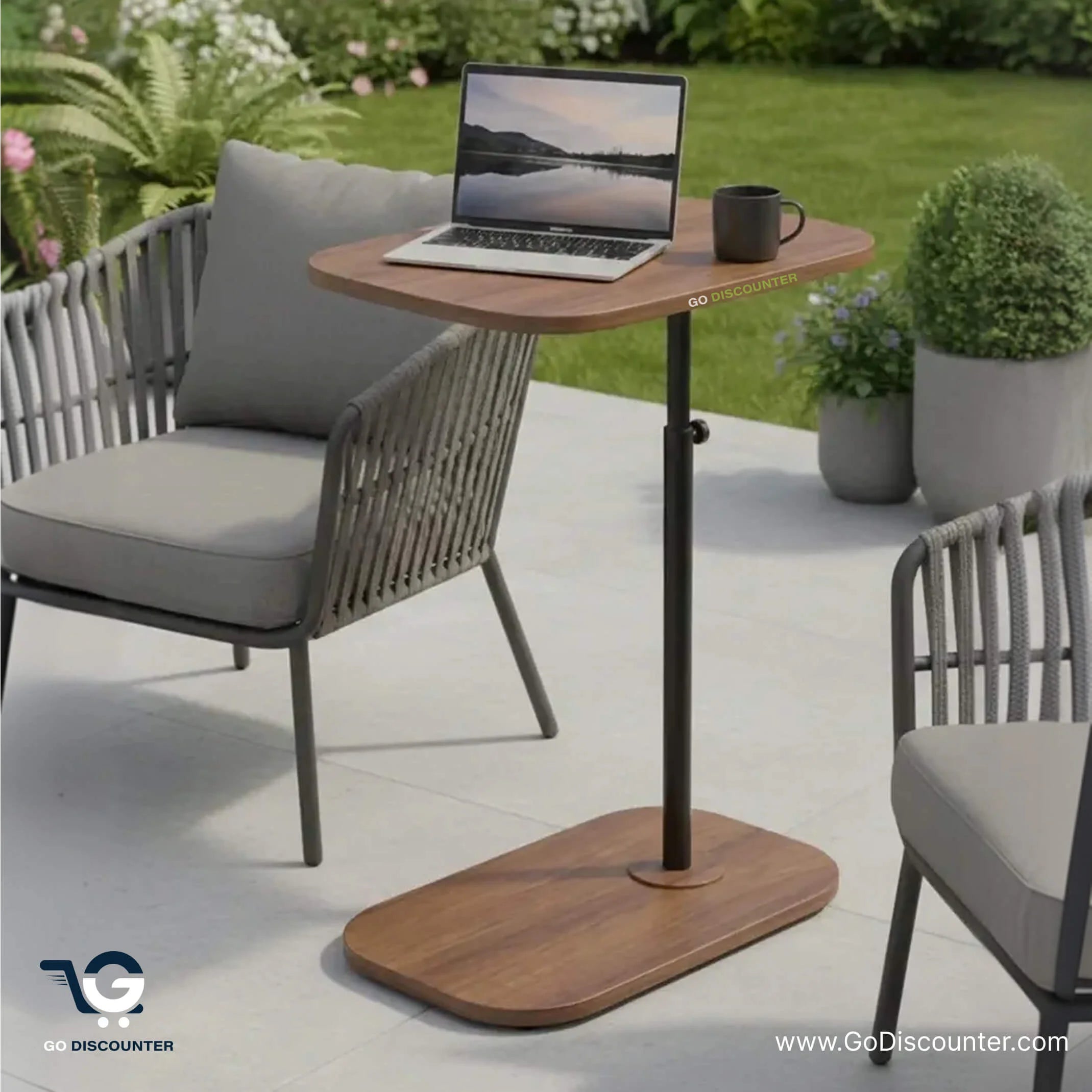 Height Adjustable C-Shaped Sofa Side Table