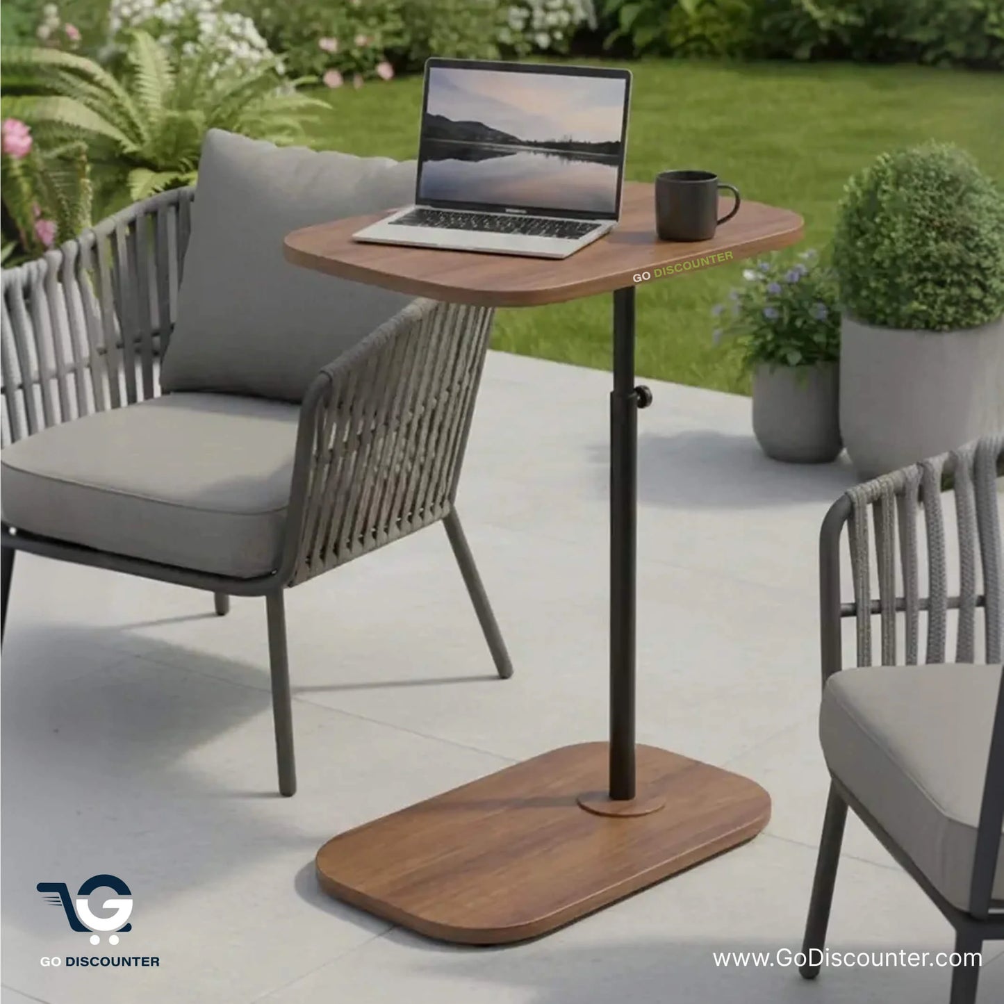 Height Adjustable C-Shaped Sofa Side Table