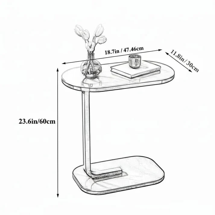 Fixed Height C-Shaped Sofa Side Table